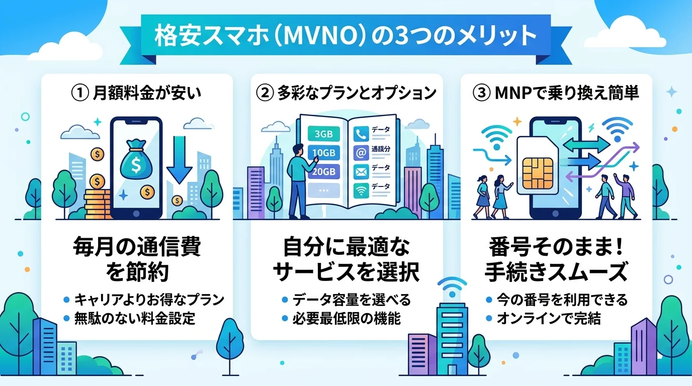 LIBMO 格安SIM 評判のメリットを図解で解説